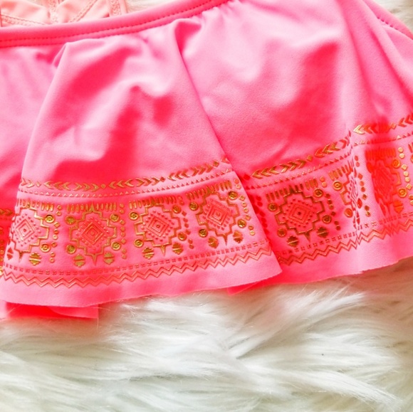 NWT Breaking Waves Orange Aztec Flowy Bikini Top - Picture 2 of 7